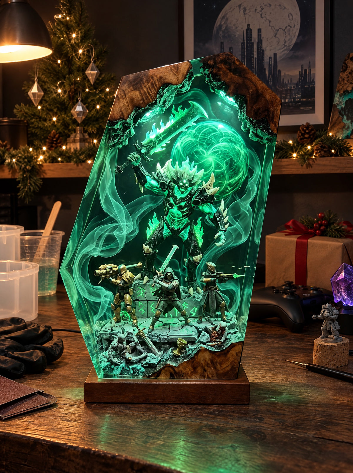 Handmade Destiny Resin Lamp - Crota's End